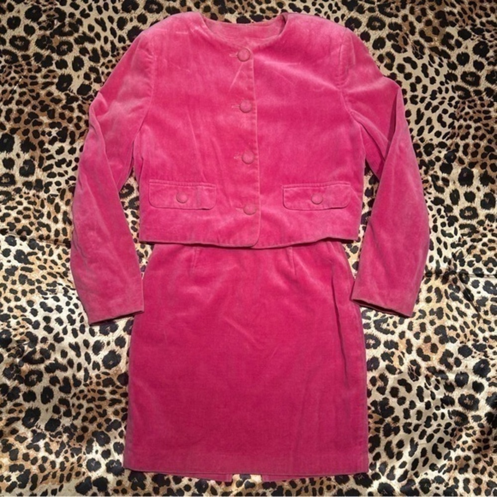 Vintage United Colors of Benetton Hot Pink Velvet 2 Piece Set